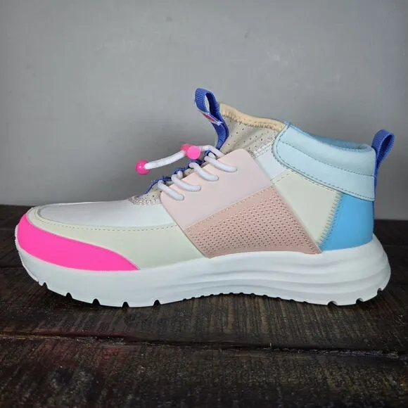NEW Hey Dude Sirocco Mid Colorblock Womens Size 7 Trail Walking Shoe Cream Multi