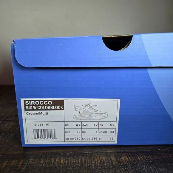 NEW Hey Dude Sirocco Mid Colorblock Womens Size 7 Trail Walking Shoe Cream Multi