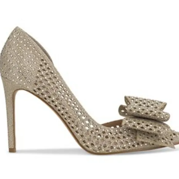 NEW INC | Kenjay Metallic D'Orsay Bow Heels
