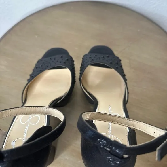 NEW Jessica Simpson Platform Sandals Heels Shoes Studded Party Ankle Black 10