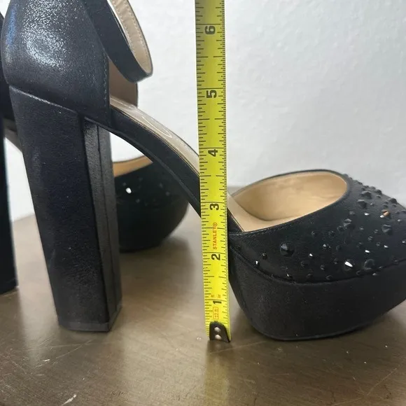 NEW Jessica Simpson Platform Sandals Heels Shoes Studded Party Ankle Black 10