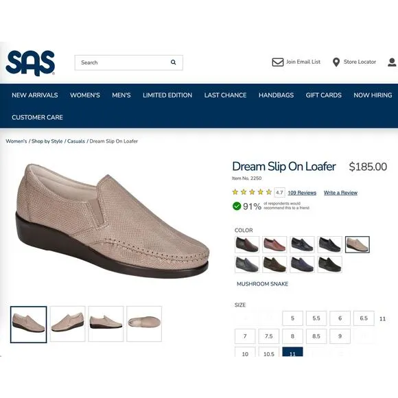 New Leather Snakeskin SAS Slip On Loafers Women's 8.5 Comfort Cottage Clog Indie