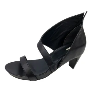 New Leon Max Marisol Black Sandal Leather Cut out Open Toe 7