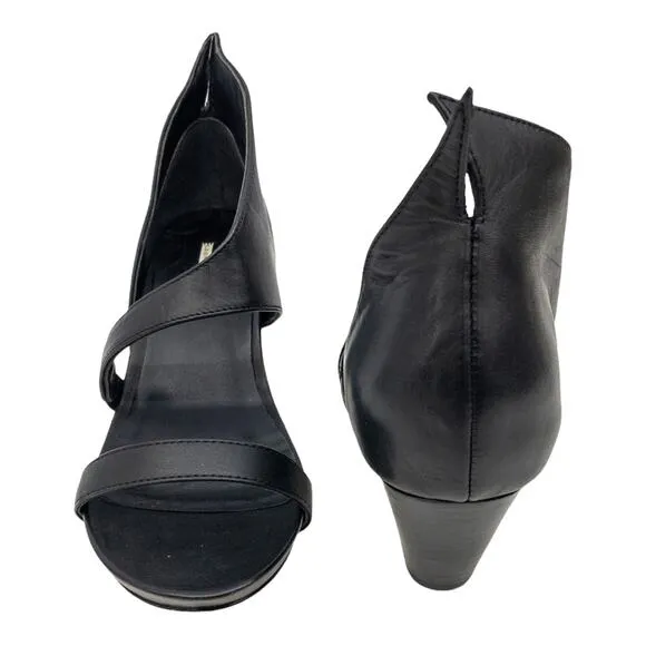 New Leon Max Marisol Black Sandal Leather Cut out Open Toe 7
