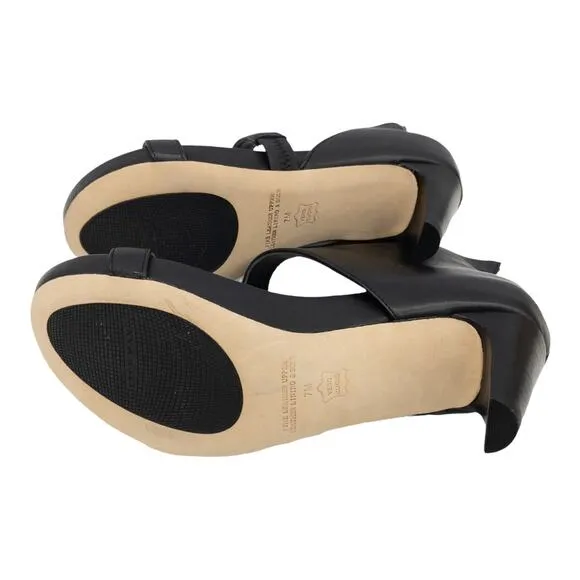 New Leon Max Marisol Black Sandal Leather Cut out Open Toe 7