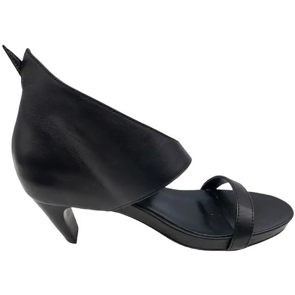 New Leon Max Marisol Black Sandal Leather Cut out Open Toe 7