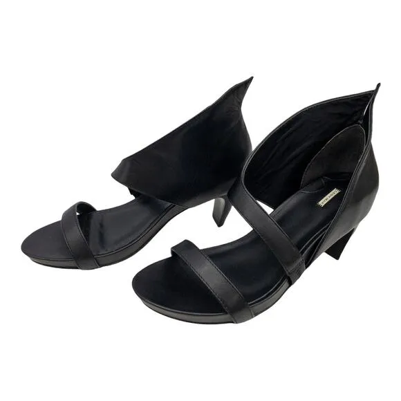New Leon Max Marisol Black Sandal Leather Cut out Open Toe 7