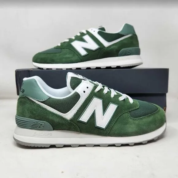 New men's 10 New Balance X J Crew 574 sneakers in Green / White U574FGG