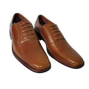 NEW Men's Cognac Brown Oxford Dress Shoes Lace Up Square Toe