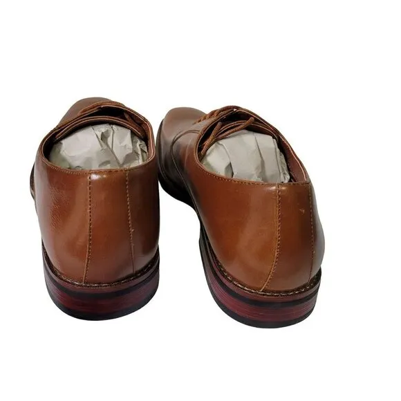 NEW Men's Cognac Brown Oxford Dress Shoes Lace Up Square Toe