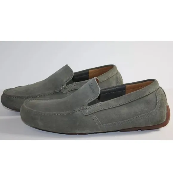 New Men’s Extreme Comfort By Clarks Markman Plain Shoe Size 8.5 Olive Suede