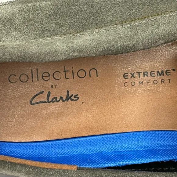 New Men’s Extreme Comfort By Clarks Markman Plain Shoe Size 8.5 Olive Suede