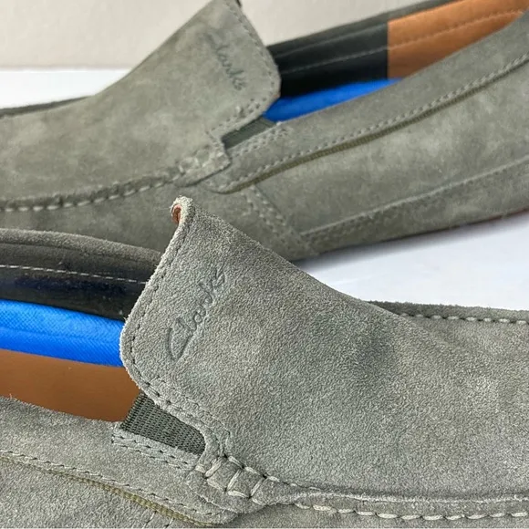 New Men’s Extreme Comfort By Clarks Markman Plain Shoe Size 8.5 Olive Suede