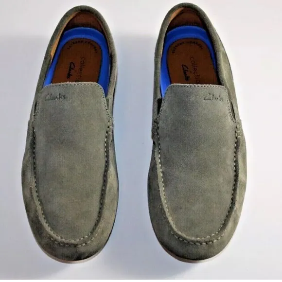 New Men’s Extreme Comfort By Clarks Markman Plain Shoe Size 8.5 Olive Suede
