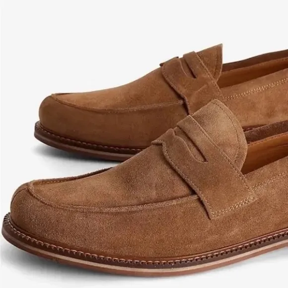New men’s Sz 8 Express cocoa brown suede loafers elegant casual business shoes