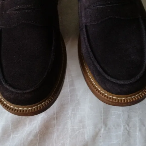 New men’s Sz 8 Express cocoa brown suede loafers elegant casual business shoes