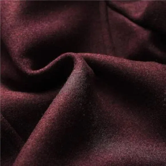 New Men's Wool Blend Pea Coat Warm Coat Wine Red