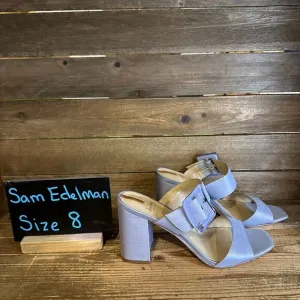 New NIB Womens Sam Edelman Dalton Blue Satin Open Toe Heels‎ Shoes Size 8 M