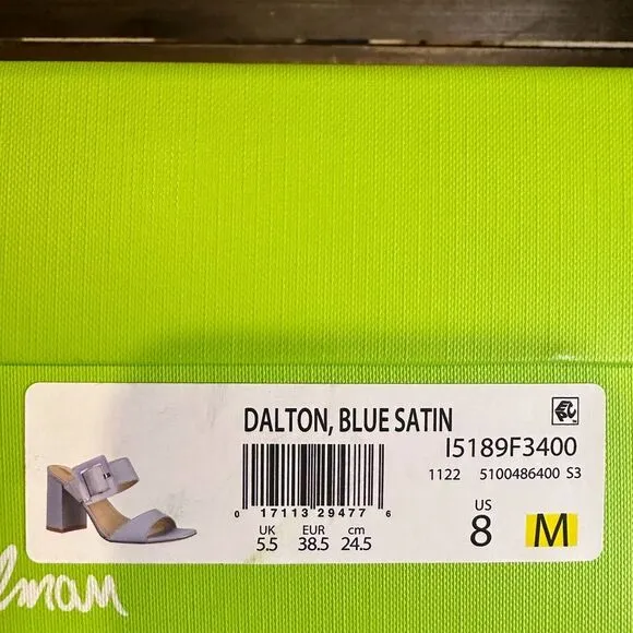 New NIB Womens Sam Edelman Dalton Blue Satin Open Toe Heels‎ Shoes Size 8 M