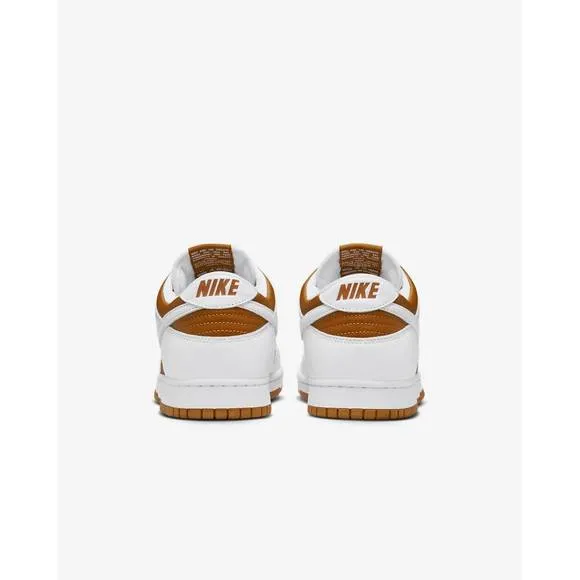 NEW NIKE men's dunk low shoes in dark curry/white