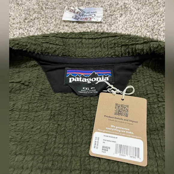 New Patagonia R2 TechFace Full Zip Jacket Green Fall Fleece Coat Mens XXL 2XL