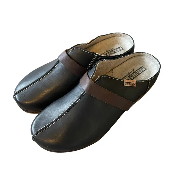 NEW! Pikolinos Granada 10 Leather Clogs Arch Support Comfort Slip On Black Brown