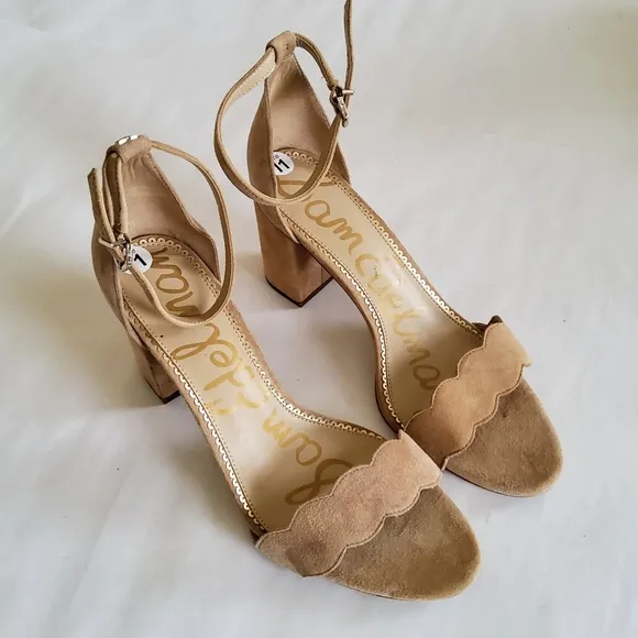 New Sam Edelman Suede Leather Ankle Strap Block Heel Sandals Size 11