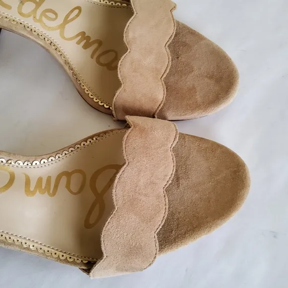 New Sam Edelman Suede Leather Ankle Strap Block Heel Sandals Size 11