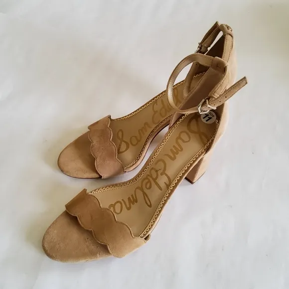 New Sam Edelman Suede Leather Ankle Strap Block Heel Sandals Size 11