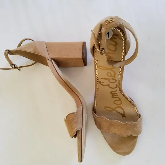 New Sam Edelman Suede Leather Ankle Strap Block Heel Sandals Size 11