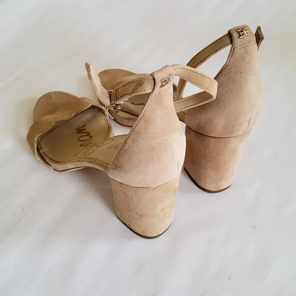 New Sam Edelman Suede Leather Ankle Strap Block Heel Sandals Size 11