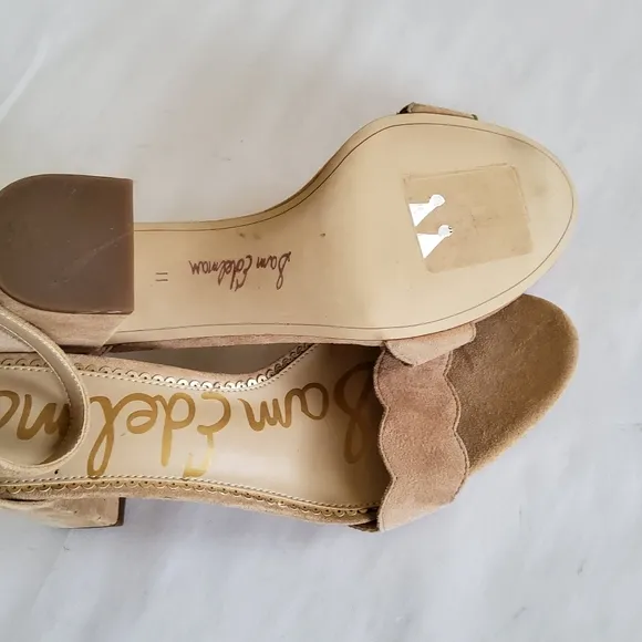 New Sam Edelman Suede Leather Ankle Strap Block Heel Sandals Size 11