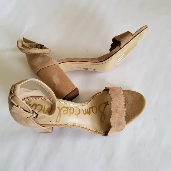 New Sam Edelman Suede Leather Ankle Strap Block Heel Sandals Size 11