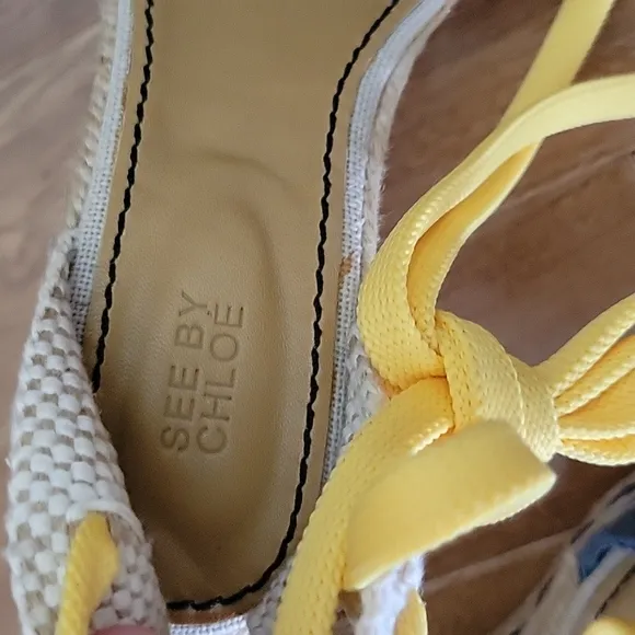 New See by Chloe Wedge Espadrille Lace Up Shoe 35 (US 5)