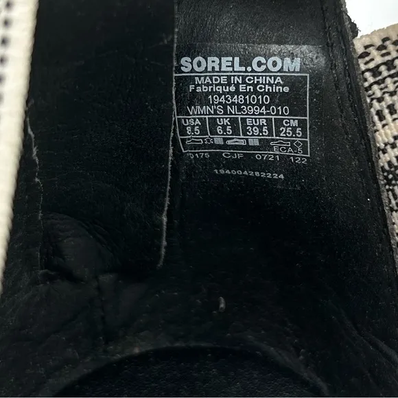 NEW Sorel Cameron Flatform Ankle Strap Platform Wedge Sandals Leather Black 8.5