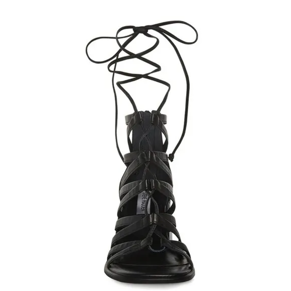 NEW! Steve Madden Black Leather Cherri Strappy Sandal - Size 6