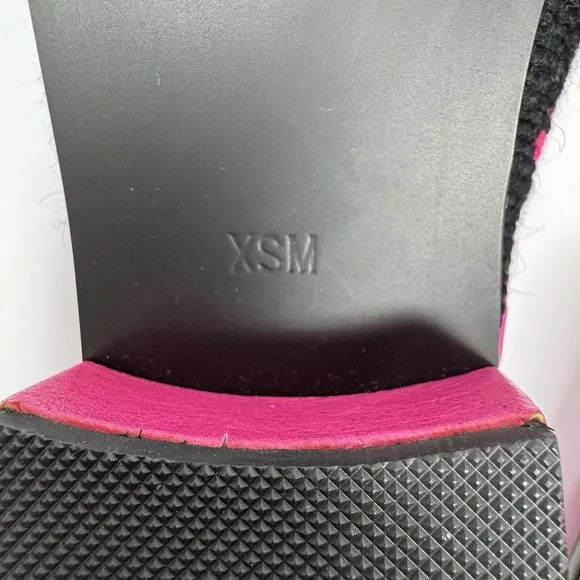 New The Larkspur Collection Shoes XSM Wool Needlepoint Frog Mule Heel Pink Black
