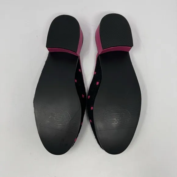 New The Larkspur Collection Shoes XSM Wool Needlepoint Frog Mule Heel Pink Black