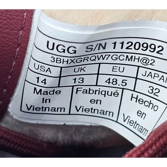 NEW!! UGG Men's Kirkson Fashion Boot Cordovan‎ Leather Size 14