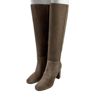 New Via Spiga Women Knee-High Booties Brown Suede Boots Block Heel Shoes US 4.5