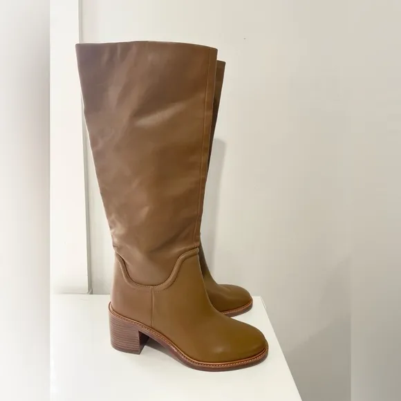 New Vince Fabian Leather knee high boots, sz 8, Gingernut color