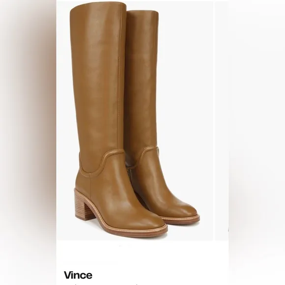 New Vince Fabian Leather knee high boots, sz 8, Gingernut color