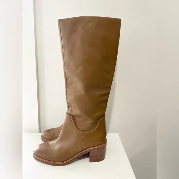 New Vince Fabian Leather knee high boots, sz 8, Gingernut color