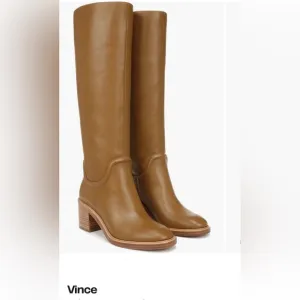 New Vince Fabian Leather knee high boots, sz 8, Gingernut color