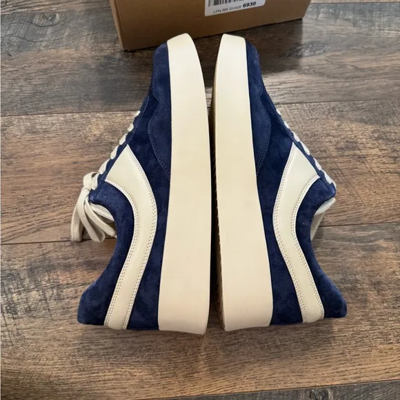 NEW Vince Warren Court Leather Sneakers Blue Platform Fashion Shoes Womens 12 M