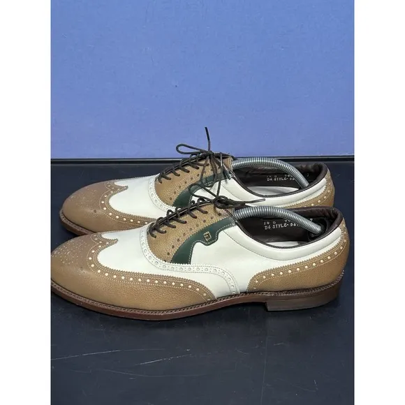 NEW Vintage Footjoy Classics Mens Golf Shoes Style 56978 WH/TAN/GREEN 14B