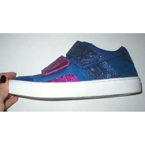 New Womens Glitter Shoes Fashion Casual Sneakers 7.5 Blue Purple Strap Skechers