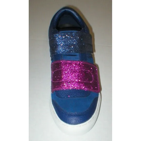 New Womens Glitter Shoes Fashion Casual Sneakers 7.5 Blue Purple Strap Skechers