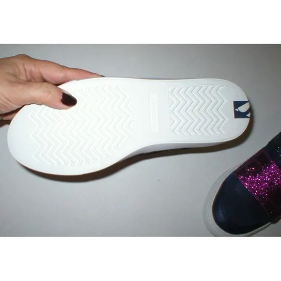 New Womens Glitter Shoes Fashion Casual Sneakers 7.5 Blue Purple Strap Skechers