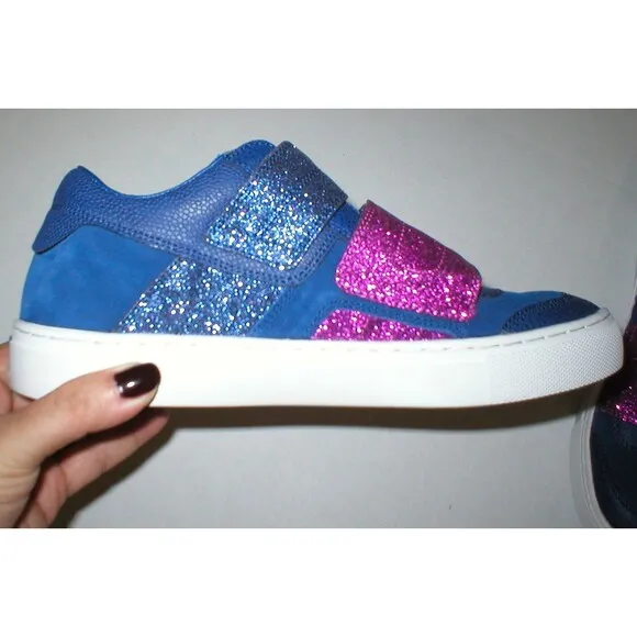 New Womens Glitter Shoes Fashion Casual Sneakers 7.5 Blue Purple Strap Skechers